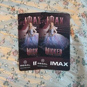 two double-sided wicked: for good imax collectible cards